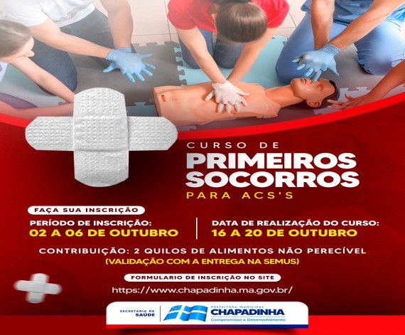 Prefeitura abre inscrições para curso de Primeiros Socorros para Agentes Comunitários de Saúde